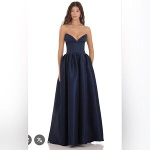 NWT Lucy in the Sky Navy Strapless Dress